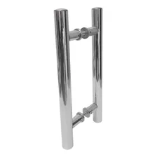 Puxador Duplo Aço Inox 40cm Porta Pivotante Madeira Vidro