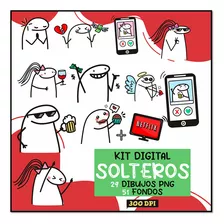 Kit Digital Flork Meme Clipart San Valentín Soltera Soltero