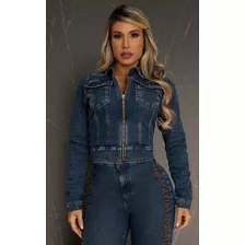 Jaqueta Jeans Deluxe Trend Bordado Maria Gueixa Ref 8773