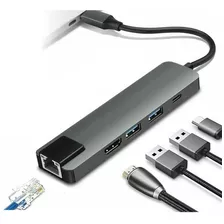 Adaptador Tipo C 4en1 Multipuertos Usb Entrada Ethernet