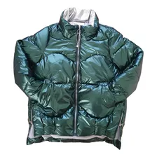 Campera Puffer Verde Metalizada