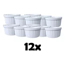 Kit Com 12 Ramekin Canelado Porcelana 40 Ml Pequeno Cor Branco