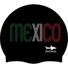 Gorra Natación Mexico Tricolor Negro Escualo ¡ ! Diseño De La Tela Silicon Talla Unitalla