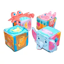 Cubo Sensorial Cangrejo, Elefante, Chanchito Y Oso. + 3meses