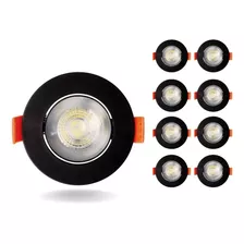 Kit 10 Spot Rendondo Preto Smd Led 5w Direcionável Embutir 