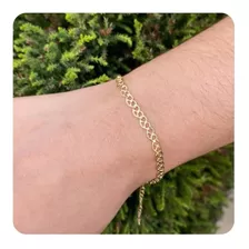 Pulseira Feminina Corações Entrelaçados Banhado À Ouro 18k