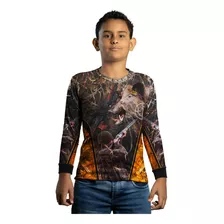 Camisa De Caça Brk Caçador Laranja E Camuflado Javali Uv50+