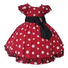 Vestido Festa Infantil Minnie Bola Branca Aniversário Luxo