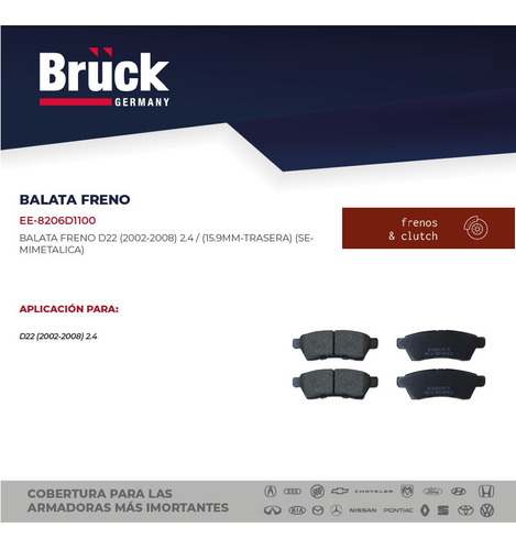 Balata Freno Nissan D22 2002 - 2008 Semimetalica Foto 4