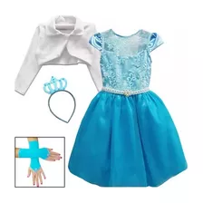 Vestido Infantil Frozen Fiesta Cumpleaños Con Chaqueta1