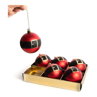 6 Bolas De Natal Vermelho Preto Decoração Árvore De Natal