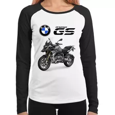 Baby Look Raglan Moto Bmw R 1250 Gs Preta Longa