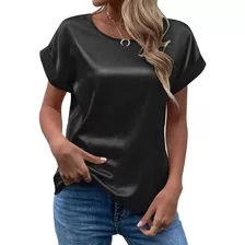 Camisa De Satén De Manga Corta Para Mujer, Blouse, Para Muje