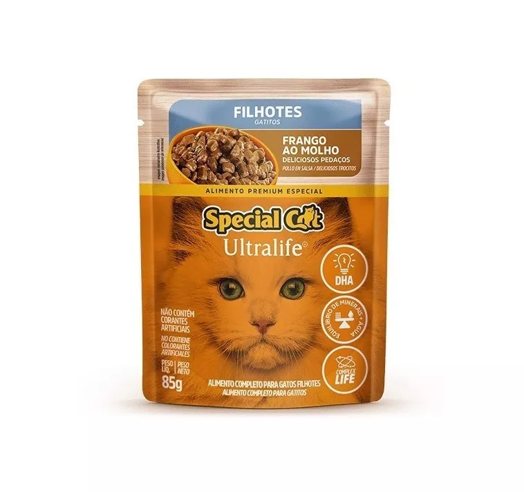 Alimento Special Cat Premium Especial Para Gato Filhote Sabor Frango Em Saco De 85g