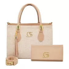 Bolsa Feminina Transversal Gaby Show Tecido + Carteira