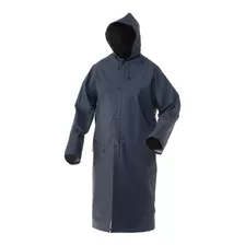 Impermeable Gabardina Azul Marino En Pvc Virgen