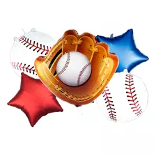 Bouquet Globos Beisbol Guante Pelota Deporte Bate Rojo Azul