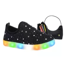 Tenis Infantil Feminino Led Luzinha Lumen + Estojo E Bolsa