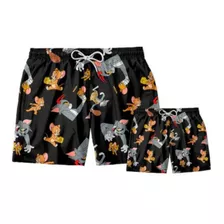 Kit Short Praia Pai E Filho Tom E Jerry