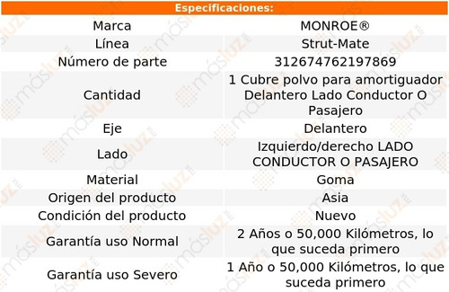 (1) Cubre Polvo Amortiguador Strut-mate Izq/der Del 90 93/95 Foto 3