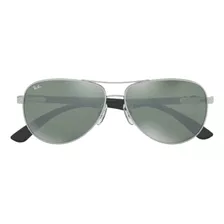 Anteojos De Sol Ray-ban Carbon Fibre Standard Con Marco De Acero Color Polished Silver, Lente Silver De Plástico Espejada, Varilla Polished Silver De Acero - Rb8313