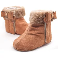 Bota Botinha Infantil Bebe Menina Outono Inverno Onça Marrom