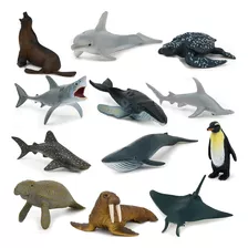 Juego De Juguetes De Animales Marinos, 12 Figuras De Animale