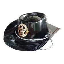 Gorro Sombrero Sheriff Cowboy Plastico Color Negro X 1