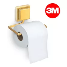 Porta Rolo De Papel Higiênico Dourado Com Fixação Adesiva 3m