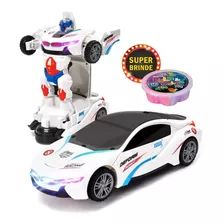 Carro Carrinho B M W Robot Transforma Luzes Music Brinde