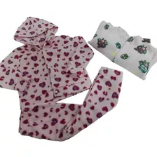 Conjunto Soft Menina Frio Inverno Capuz Tam 1 2 3 Infantil