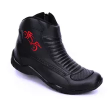 Bota Motociclista Masculina Couro Conforto Reforçada