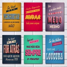 Kit Com 6 Placas 30x20cm Cada - Frases Motivacionais - Mdf