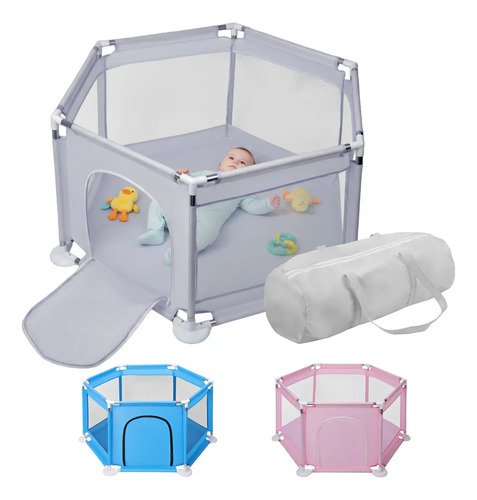 Cercadinho Chiqueirinho Infantil Hexagonal Cinza Rosa Azul Liso