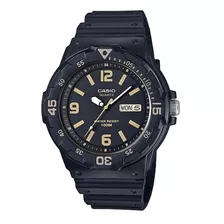 Reloj Pulsera Casio Youth Mrw-200 De Cuerpo Color Negro, Analógica, Para Hombre, Fondo Negro, Con Correa De Resina Color Negro, Agujas Color Blanco Y Negro Y Amarillo, Dial Amarillo, Minutero/segunder