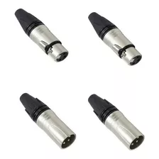 4 Conectores Cannon Xlr Macho E Femea Similar Neutrik Dlk