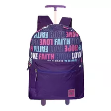 Mochila Rodinha Escolar Juvenil Clio Love Feminina Grande Cor Lilás