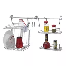 Suporte Kitchen Set Pratico Organizador Cozinha Escorredor 