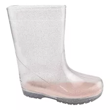 Bota Menina Galocha Moda Infantil Transparente Gliter Luelua