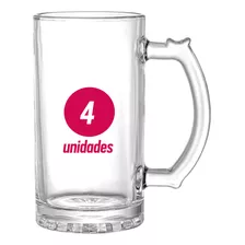 4 Caneca Chopp Vidro 500 Ml Restaurante Resinada Sublimação