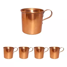 Kit Com 4 Canecas Moscow Mule 250ml Em Alumínio Cor Rose Gold