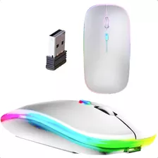 Mouse Led Colorido Rgb Sem Fio C/ Bateria Recarregável Usb