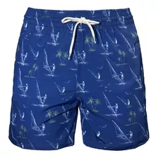 Bermuda Masculina Windsurf Azul Bolsos E Cordão Short Praia