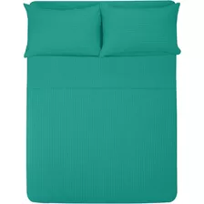 Juego De Sábanas Matrimoniales Melocotton - Color Jade. - Tacto Algodón , 1800 Hilos , Microfibra Grabada Ultra Suave, Hipoalergénica, Antiácaros , Ideal Para Todo El Año.