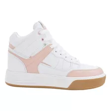 Tenis Tipo Botín Urbano Blanco/rosa Mujer 706