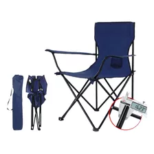 Silla Plegable Camping Playa Picnic Con Porta Vasos Color Azul Oscuro