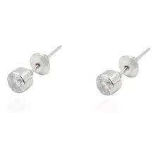 Brinco Ouro Branco 18k Ponto De Luz Zircônia 3,5mm