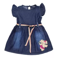 Kit 2 Vestido Feminino Infantil Jeans Babado Bordado