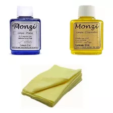 Kit Limpa Monzi Pratas Chapeados 35ml + 6 Flanelas Mágicas