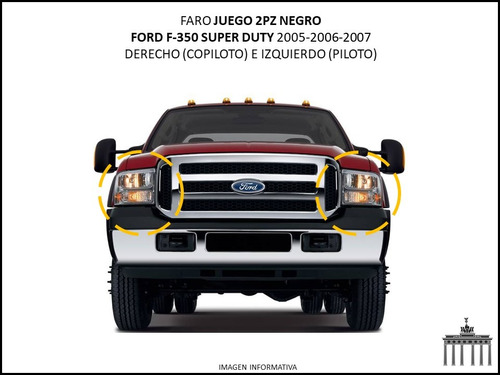 Faro Ford Super Duty 2005-2007 F-350 Negro Juego 2pz Ctt Foto 4